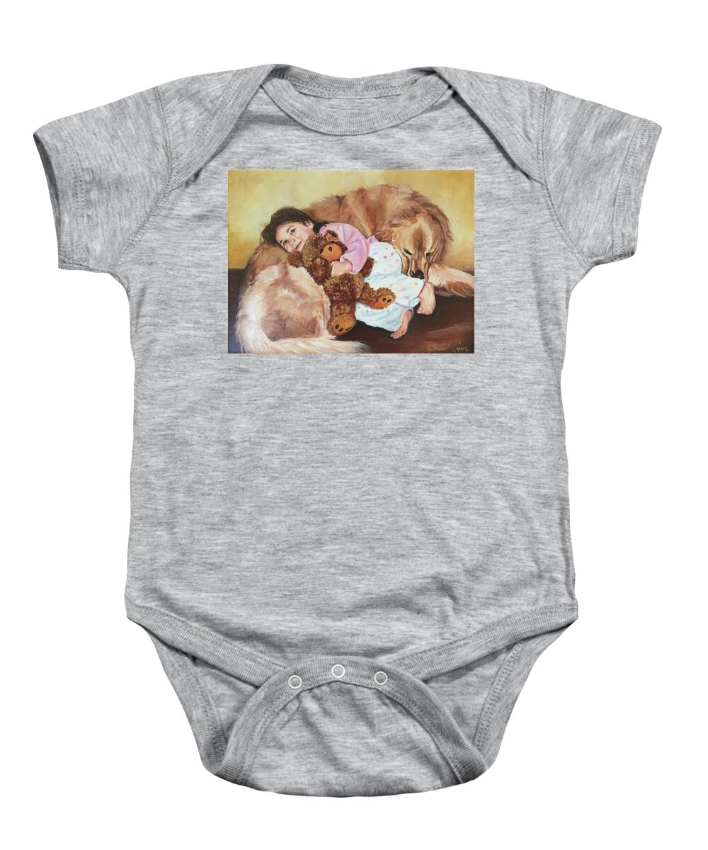 Dog Baby Onesie featuring the painting Nap time by Judy Rixom