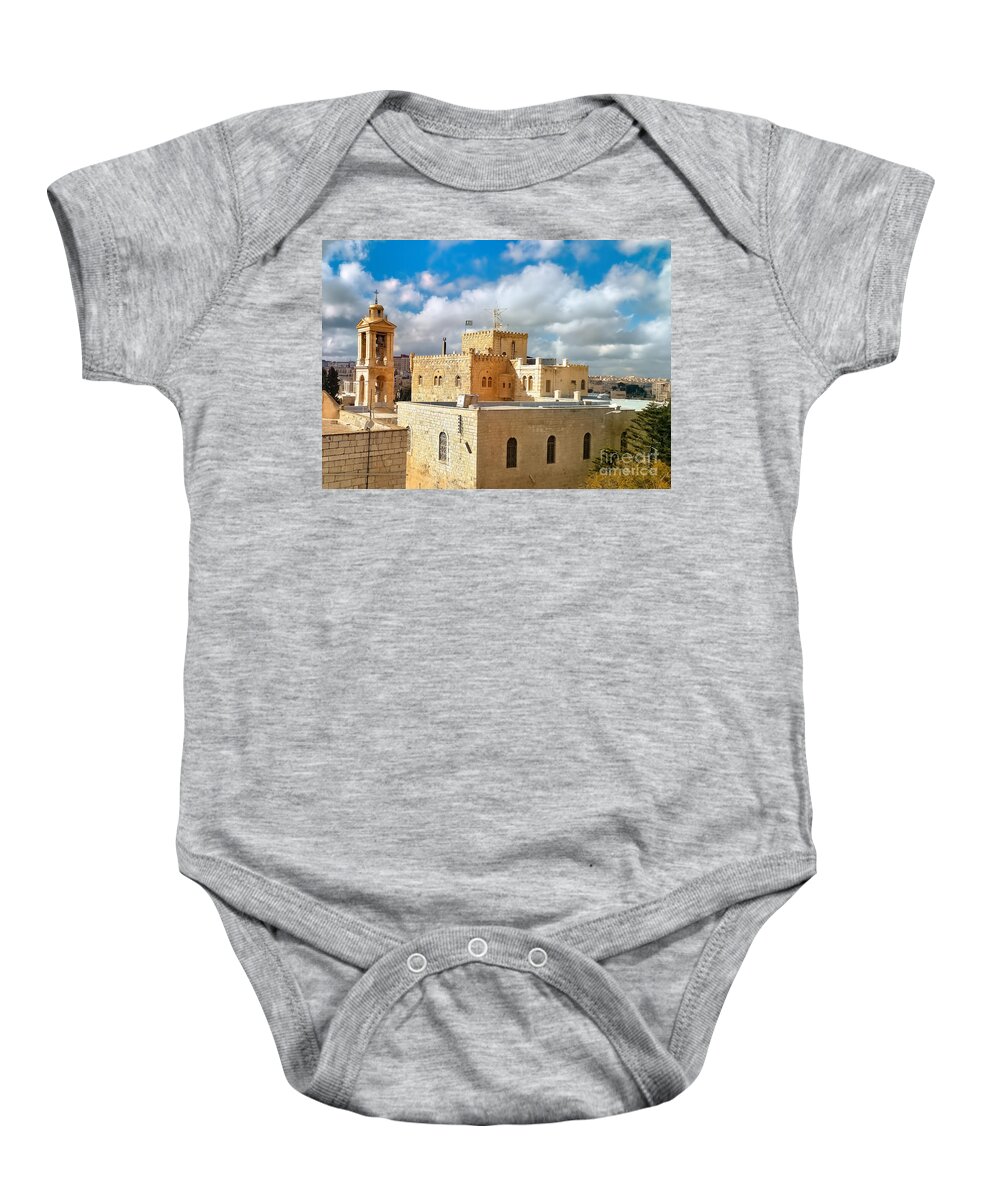 Religion Baby Onesie featuring the photograph Nativity Church from the Side by Munir Alawi