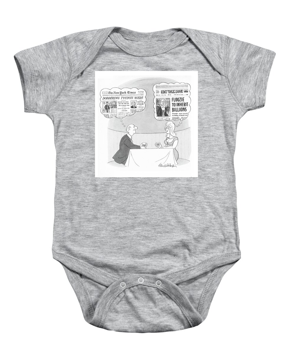 Captionless Baby Onesie featuring the drawing New Yorker December 21, 1981 by JB Handelsman