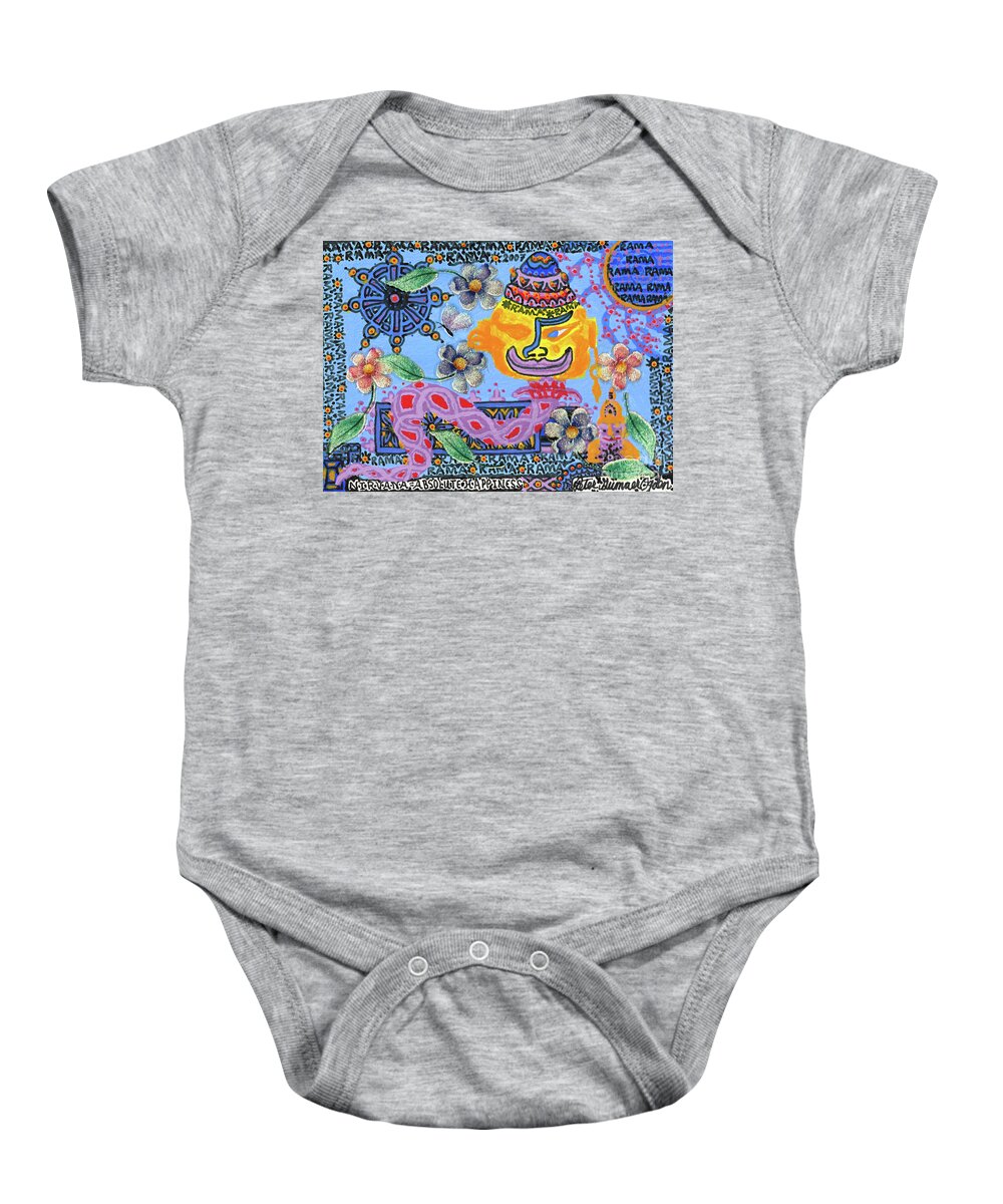 Buddha Baby Onesie featuring the painting Nirvana Equals Absolute Happiness by Peter Ogden