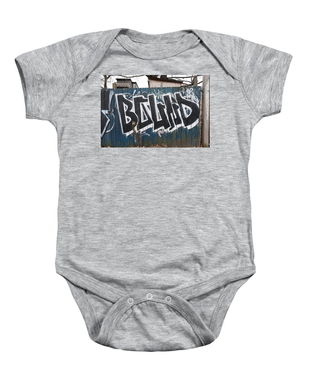 Urban Baby Onesie featuring the photograph No Idea by Kreddible Trout