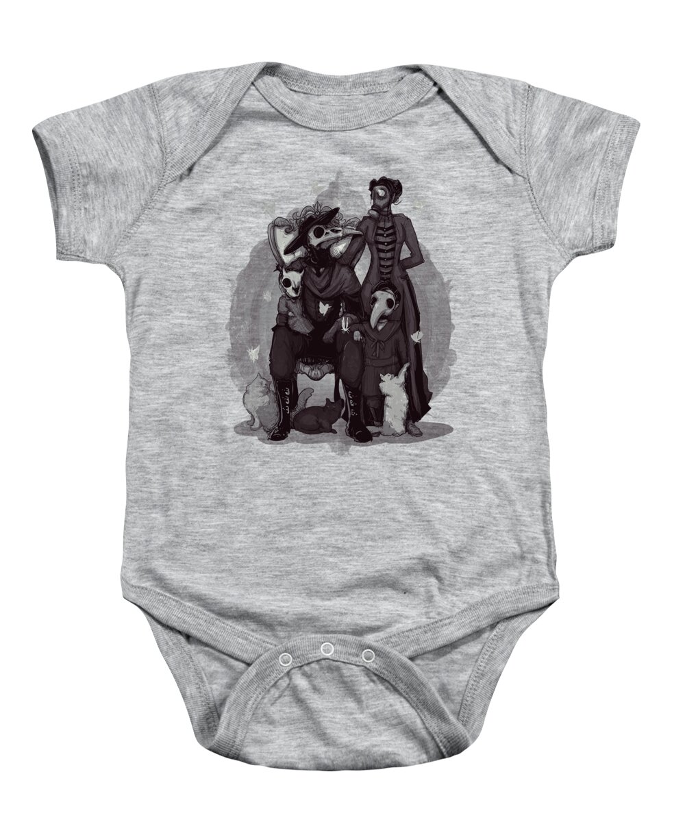 Plague Doctor Baby Onesie featuring the drawing Nocturnal X by Ludwig Van Bacon
