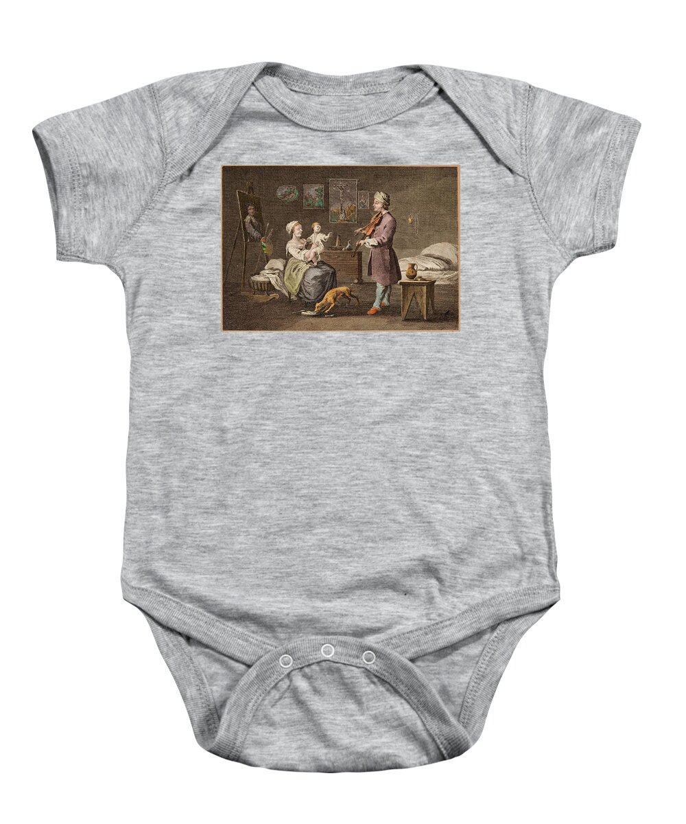Nocturnal Baby Onesie featuring the painting Norbert Joseph Carl Grund by MotionAge Designs