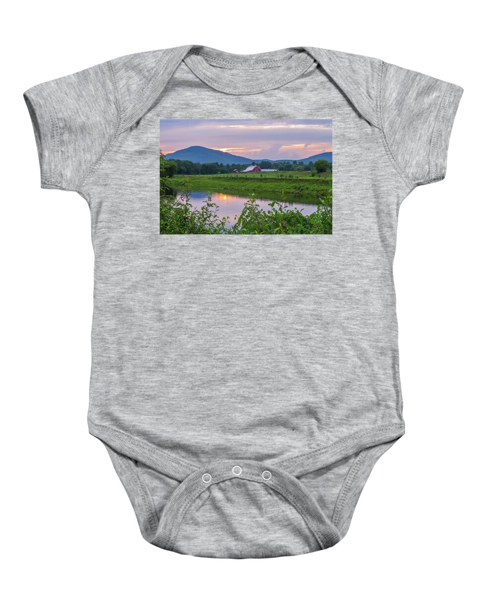 North Baby Onesie featuring the photograph North Country Barn Sunset by Chris Whiton