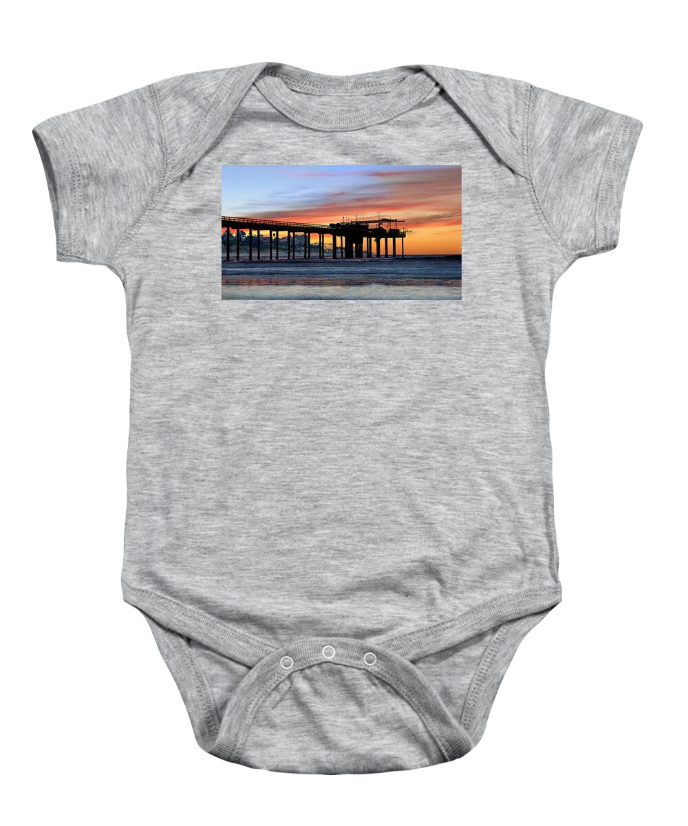 La Jolla Shores Baby Onesie featuring the photograph North of La Jolla Scripps Pier at Sunset by Russ Harris