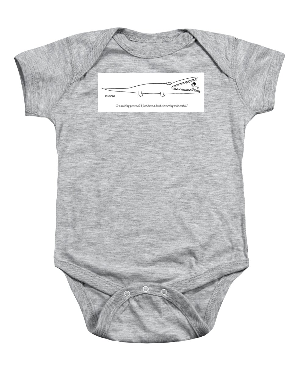 “it’s Nothing Personal. I Just Have A Hard Time Being Vulnerable.” Bird Baby Onesie featuring the drawing Nothing Personal by Johnny DiNapoli