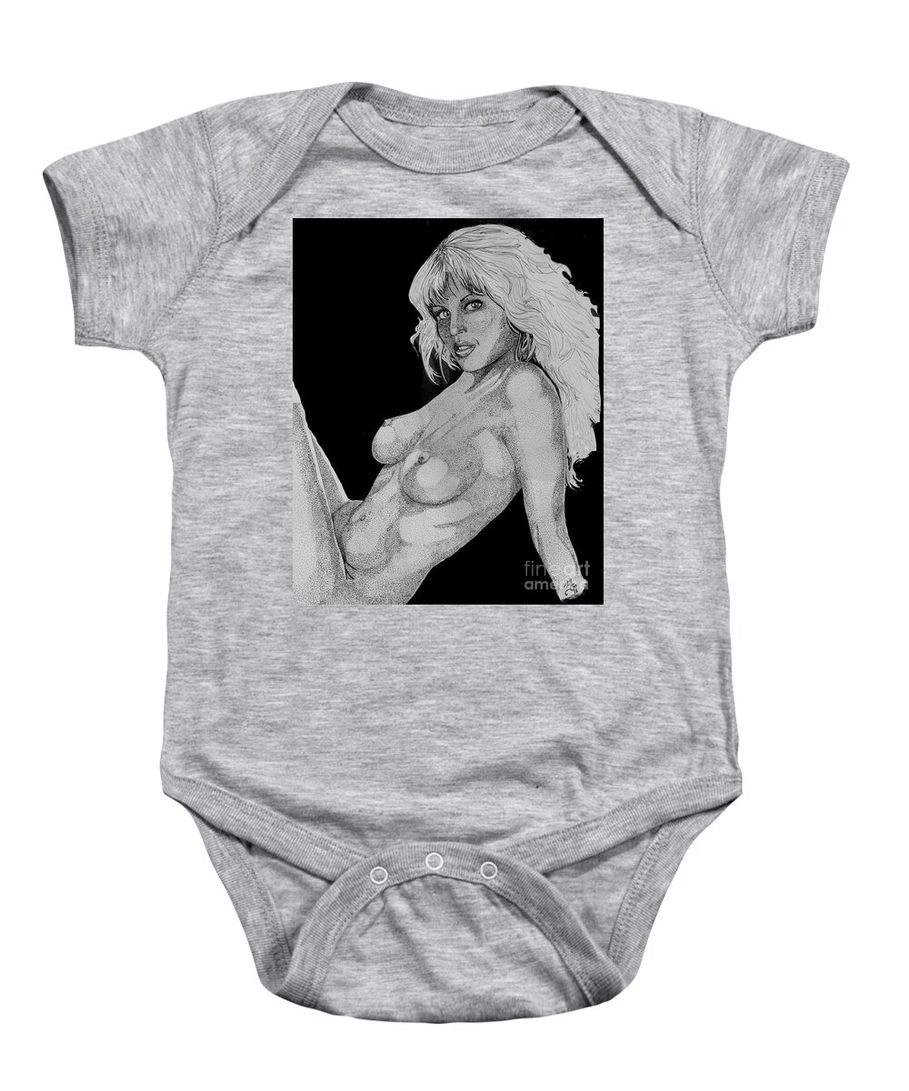 Pen Baby Onesie featuring the drawing Nude by Bill Richards
