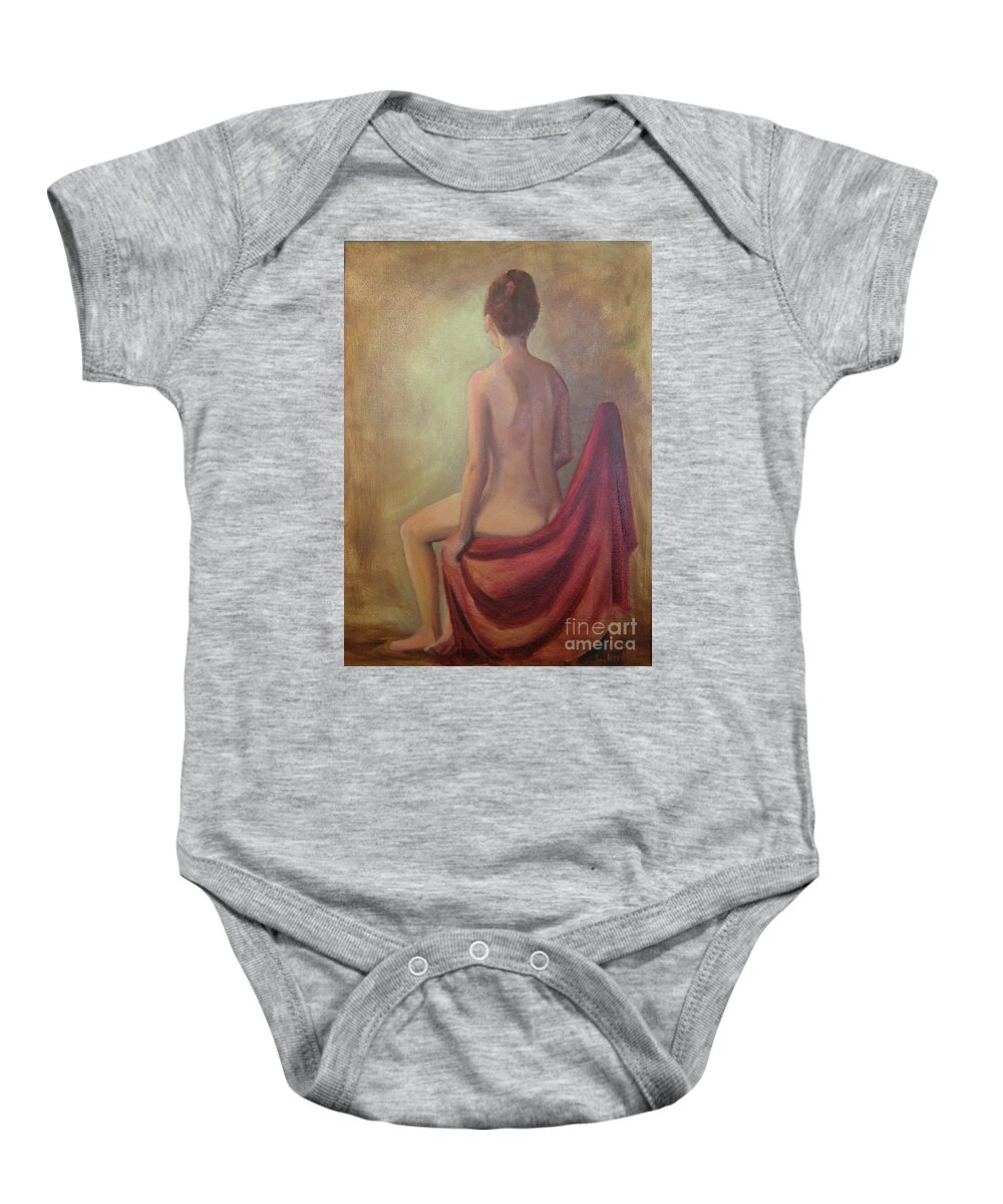 Female Baby Onesie featuring the painting Nude in Mist by Lilibeth Andre