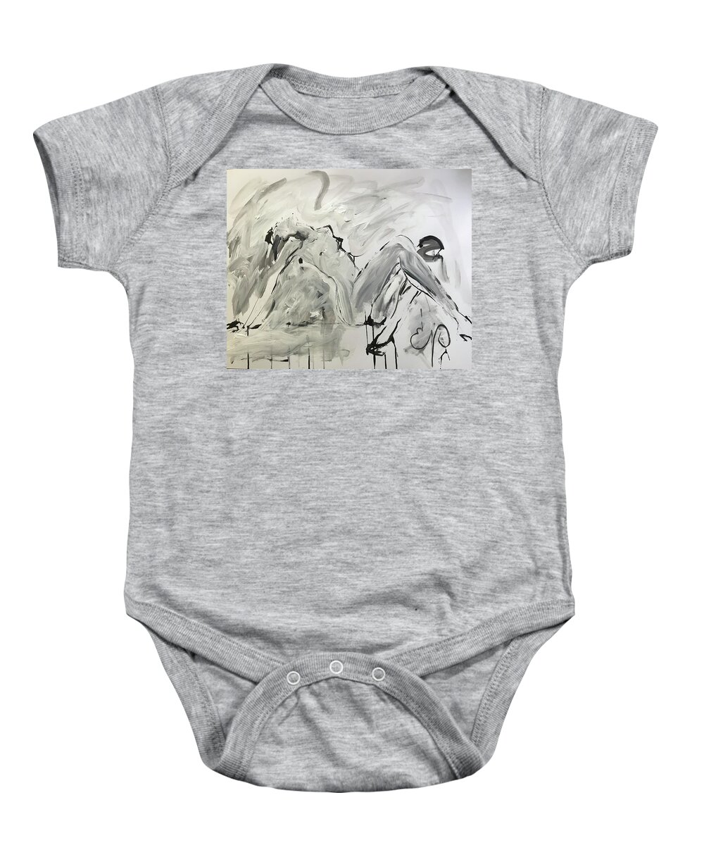 Nude Baby Onesie featuring the drawing Nude Yoga Stretch by Elizabeth Parashis