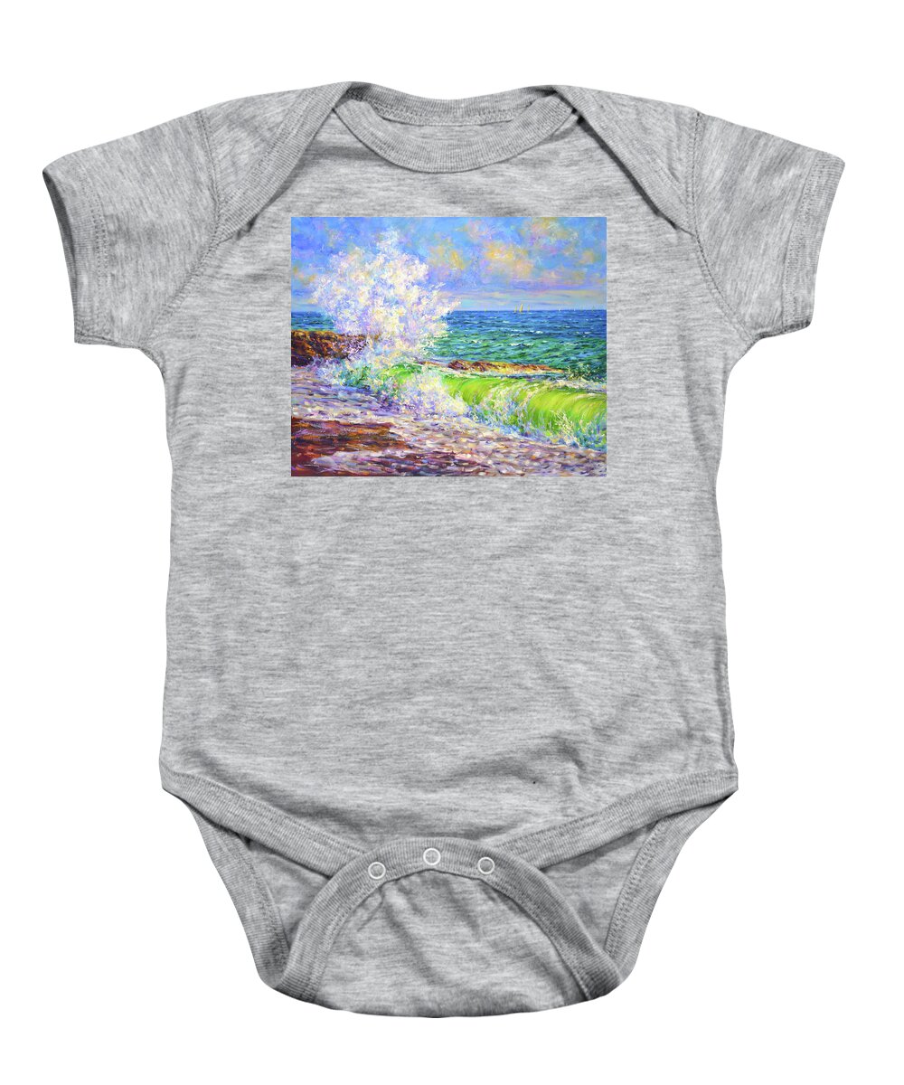 Sea Baby Onesie featuring the painting Ocean surf by Iryna Kastsova