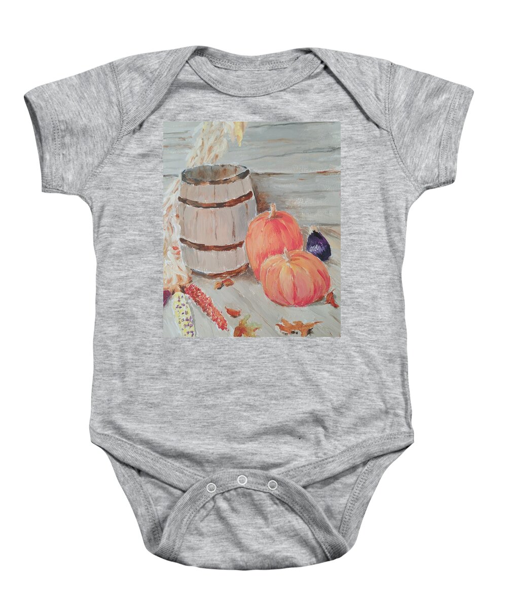 Pumpkins Baby Onesie featuring the painting October Harvest by ML McCormick