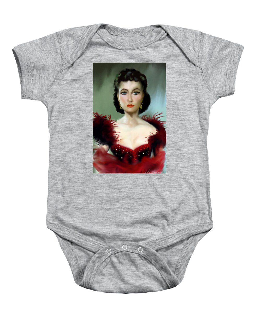Vivien Leigh Baby Onesie featuring the digital art Oh Scarlett by Bless Misra