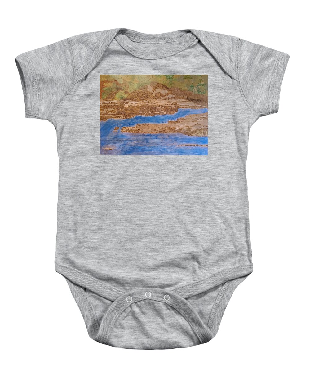 Oklahoma Waterfall Acrylic Pointillism Water Baby Onesie featuring the painting Oklahoma Waterfall by Darren Whitson