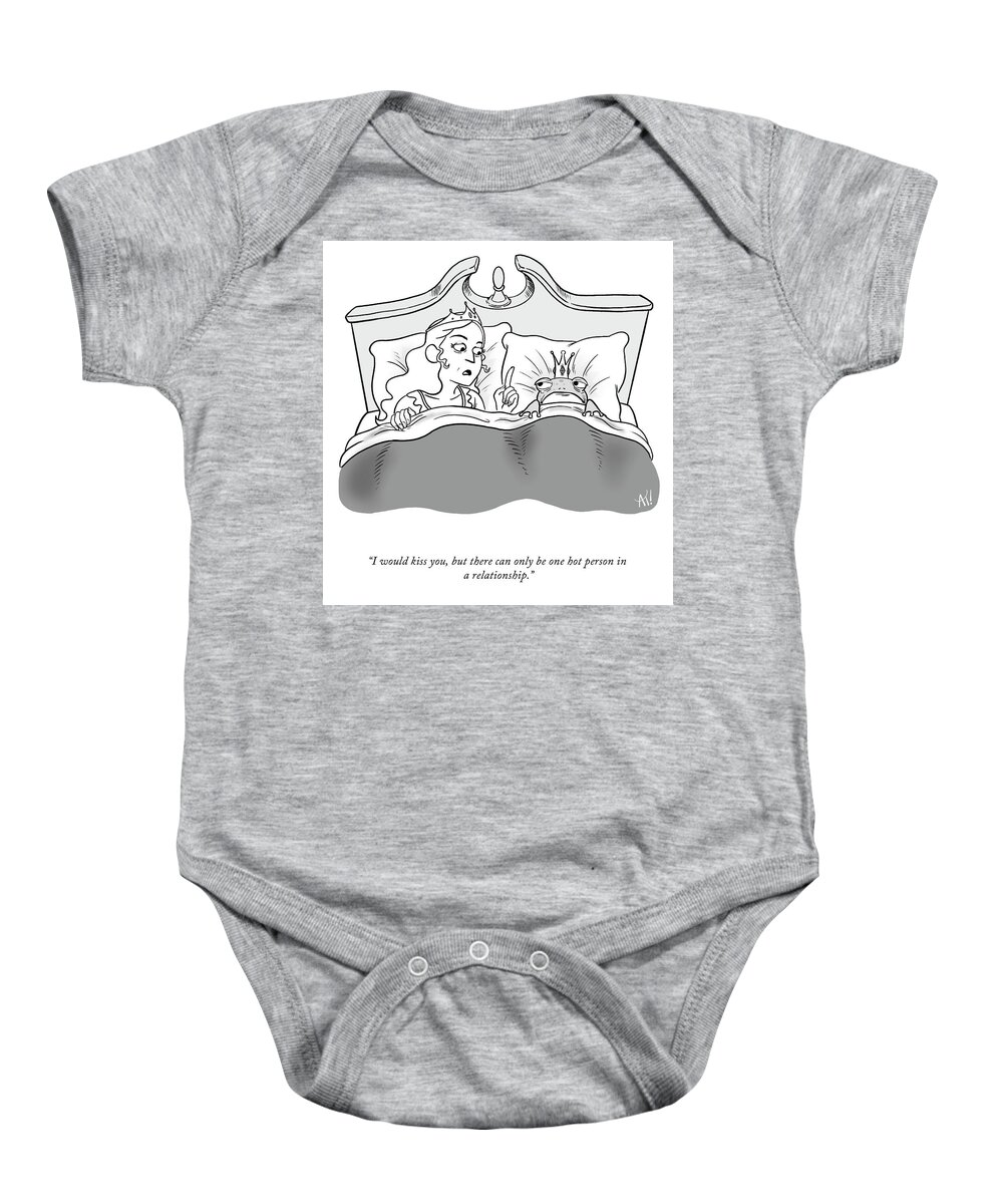 I Would Kiss You Baby Onesie featuring the drawing One Hot Person In A Relationship by Akeem Roberts