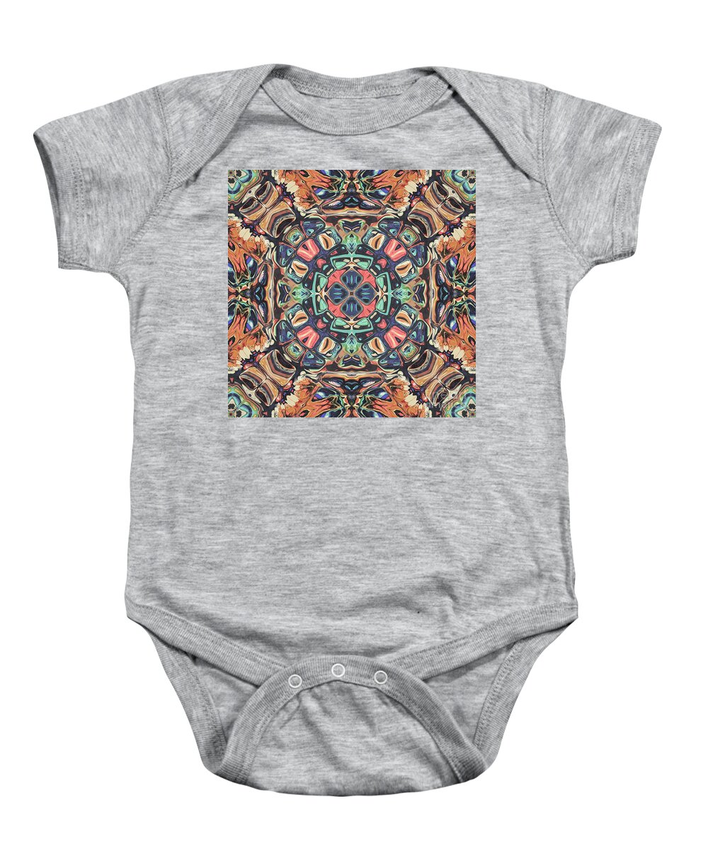 Texture Baby Onesie featuring the digital art Orange and Blue Abstract by Phil Perkins