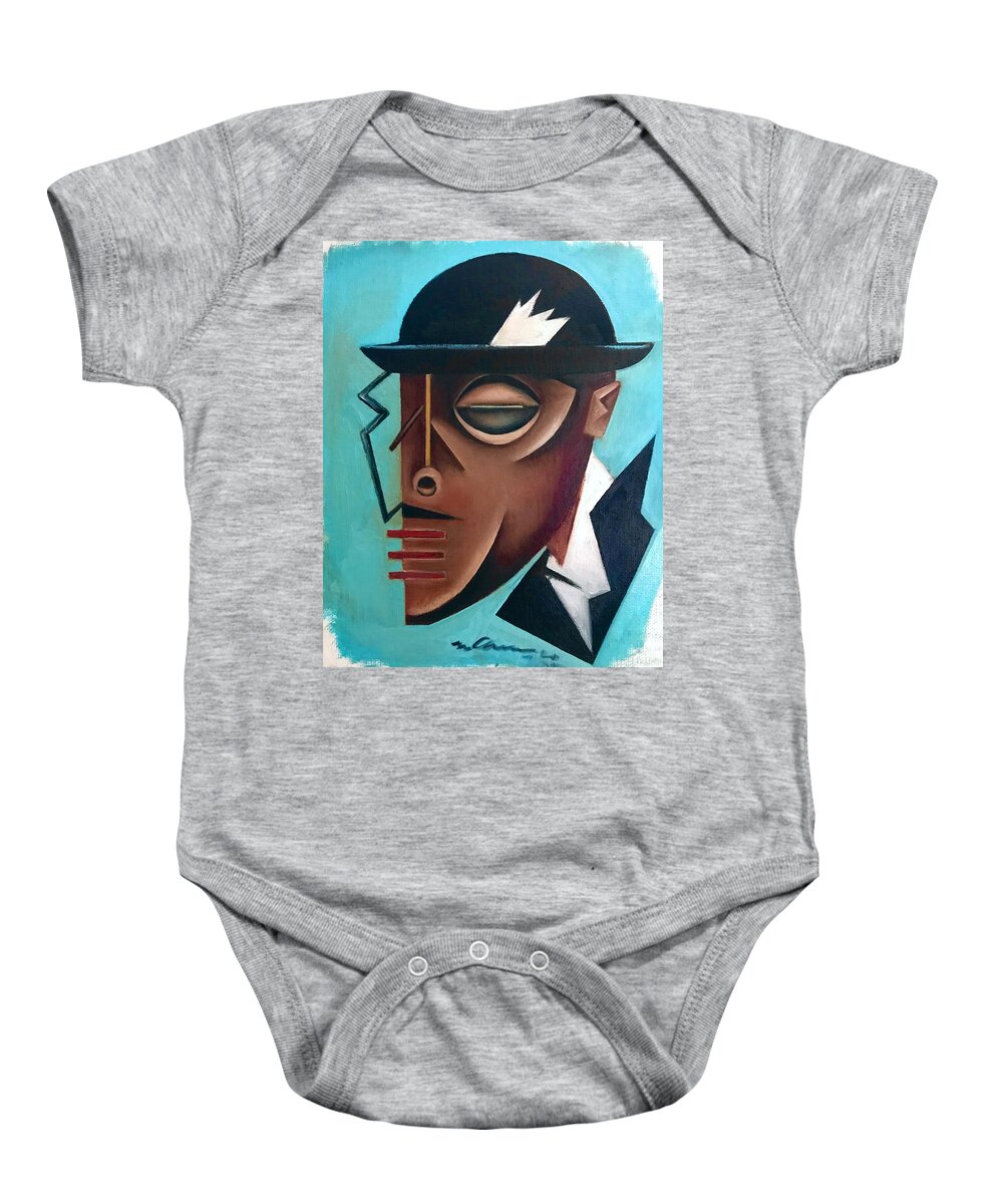 Jazz Baby Onesie featuring the painting Osby/ Jazz- Last Hat of Mr. Gutterman by Martel Chapman