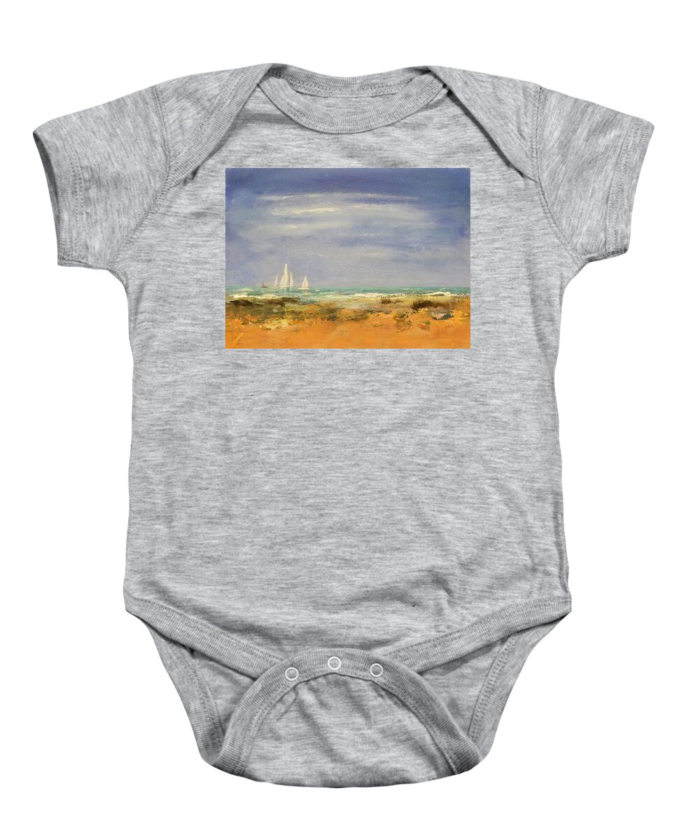 Landscape Baby Onesie featuring the painting Out for a Sail on a Sunny Day by Sharon Williams Eng