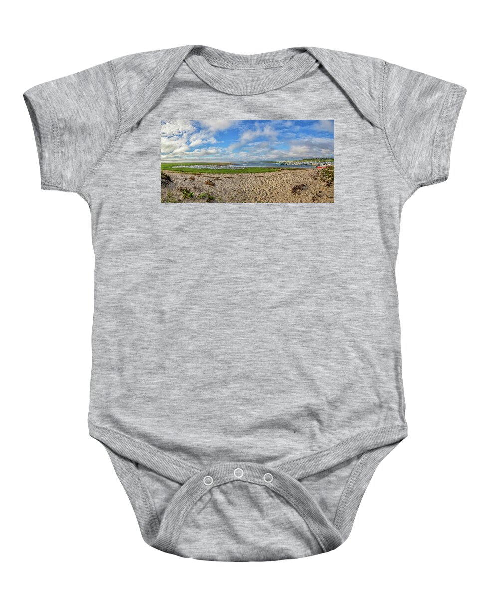 Outermost Harbor Baby Onesie featuring the photograph Outermost Harbor Morning Panoramic by Marisa Geraghty Photography