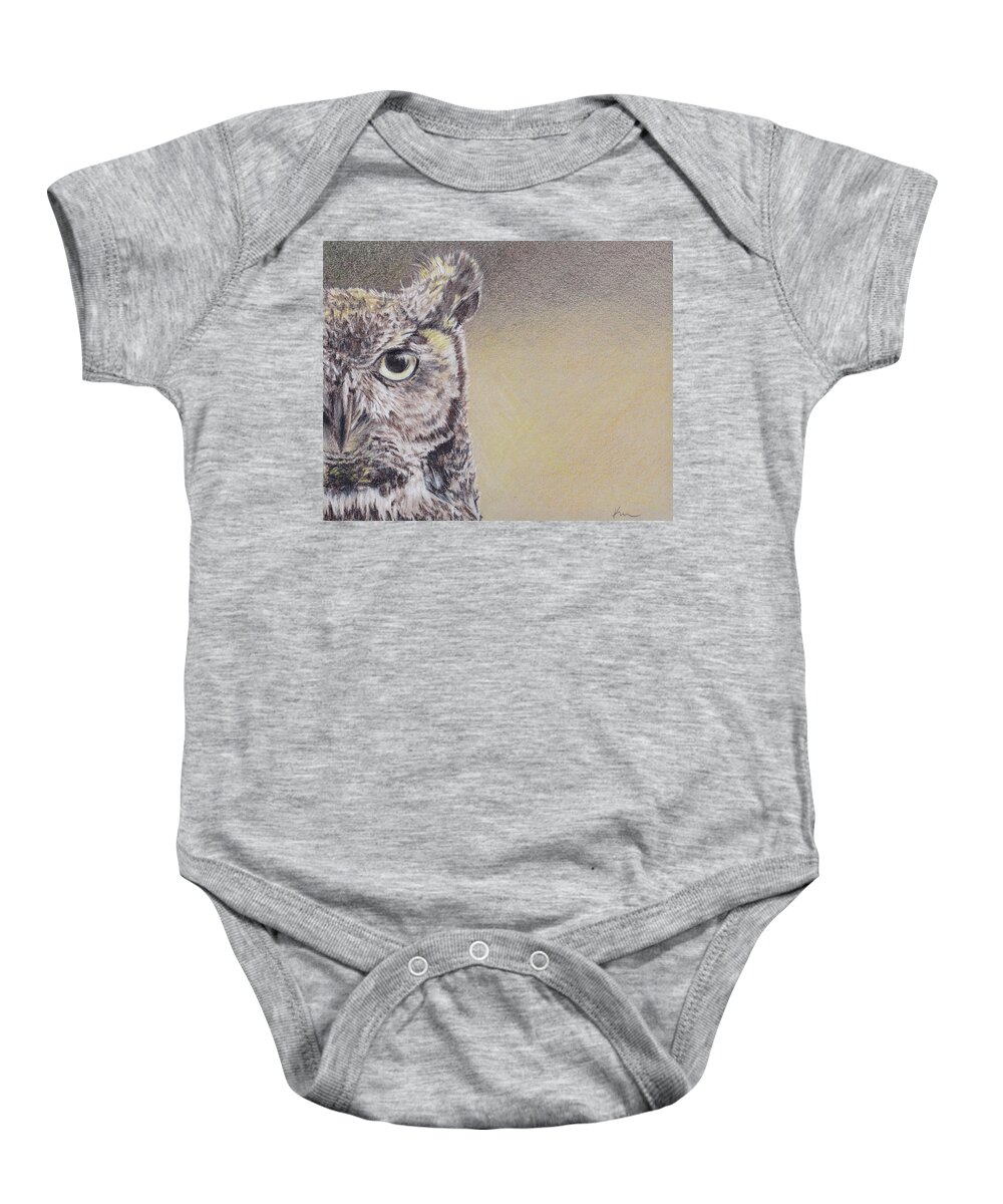 Owl Baby Onesie featuring the drawing Wise One by Katrina Nixon