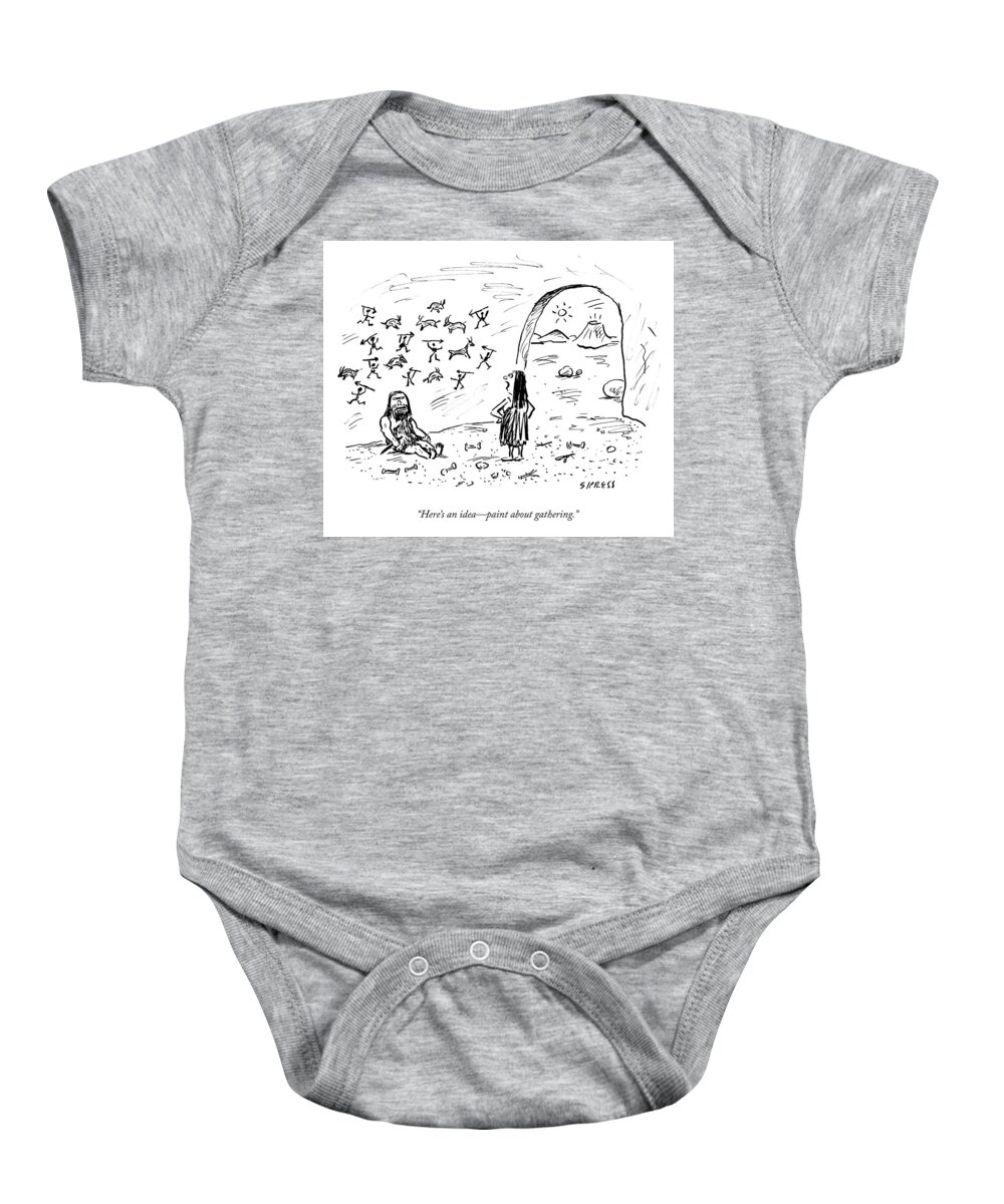 Here's An Ideapaint About Gathering. Baby Onesie featuring the drawing Painting About Gathering by David Sipress