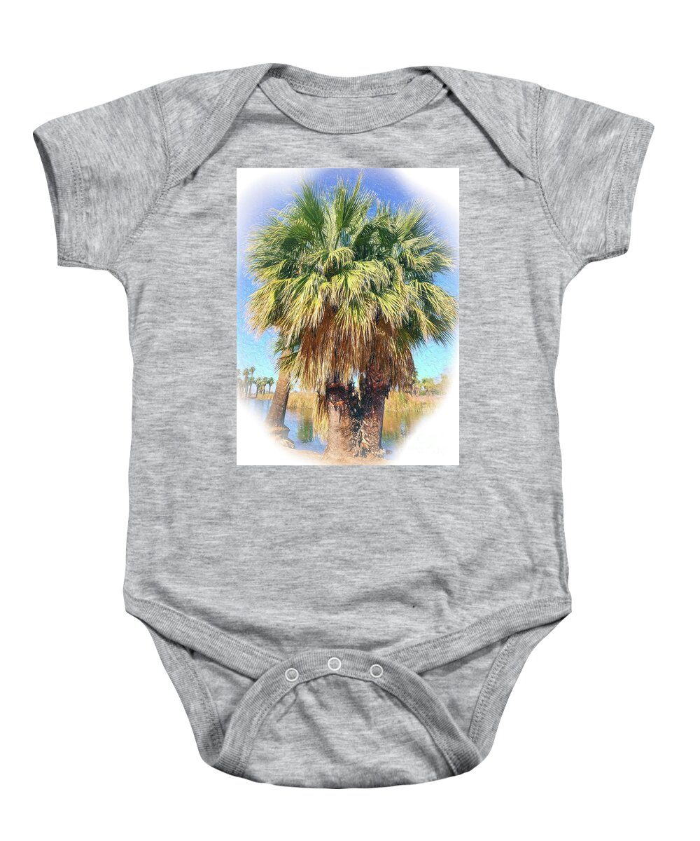 Papago Baby Onesie featuring the drawing Palms sketch by Darrell Foster
