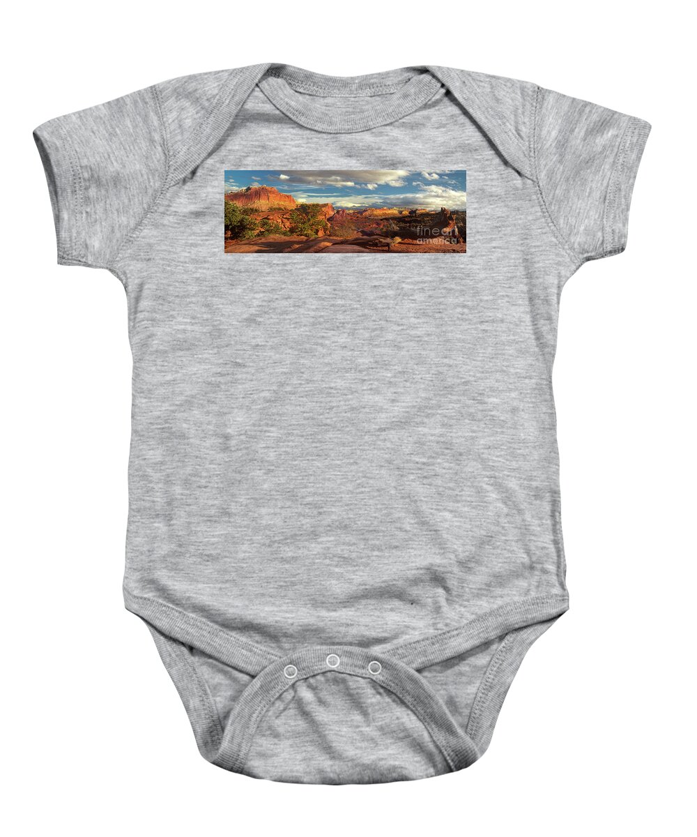 Dave Welling Baby Onesie featuring the photograph Panorama Near Waterpocket Fold Capitol Reef National Park by Dave Welling
