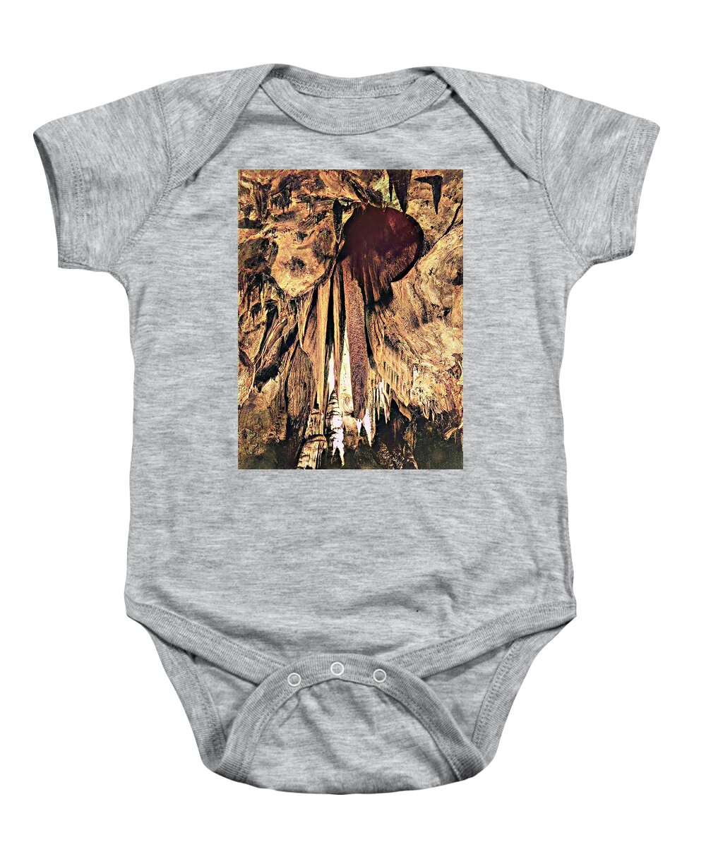 Papoose Room Onyx Drapes Carlsbad Caverns Baby Onesie featuring the photograph Papoose Room Onyx Drapes Carlsbad Caverns Color by Ansel Adams