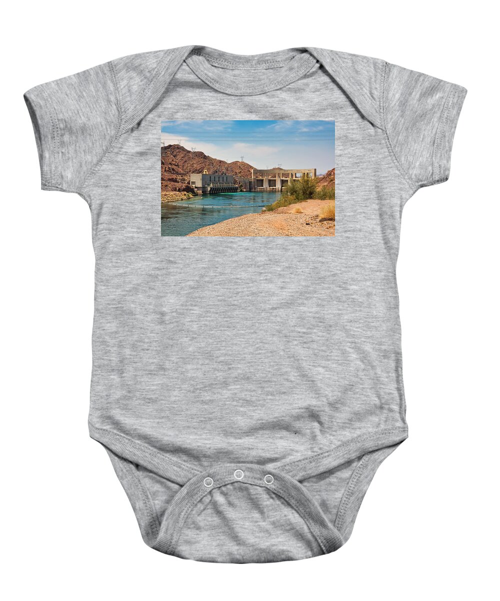 Parker Dam Baby Onesie featuring the photograph Parker Dam on Havasu Lake, Arizona by Tatiana Travelways