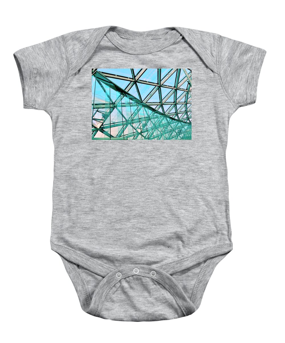 Architecture Baby Onesie featuring the photograph Patterned Sky by Eena Bo
