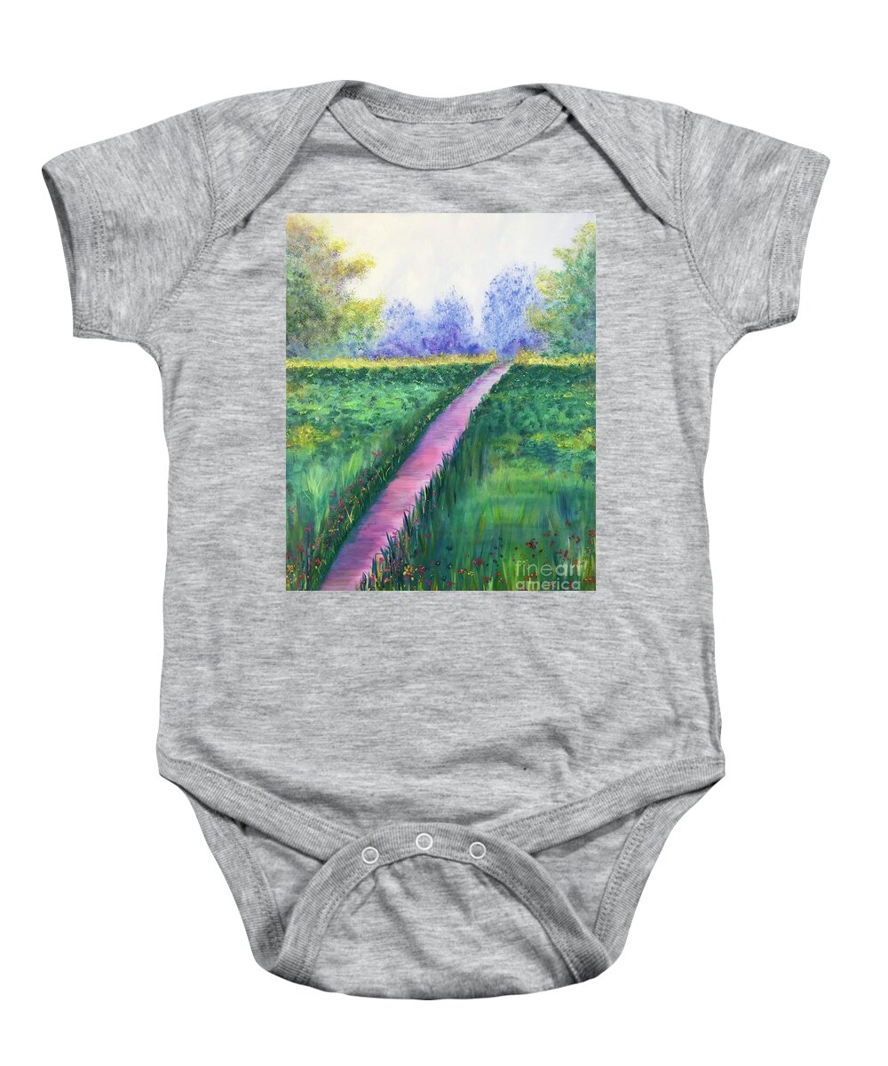 Path Baby Onesie featuring the painting Peaceful Path by Stacey Zimmerman