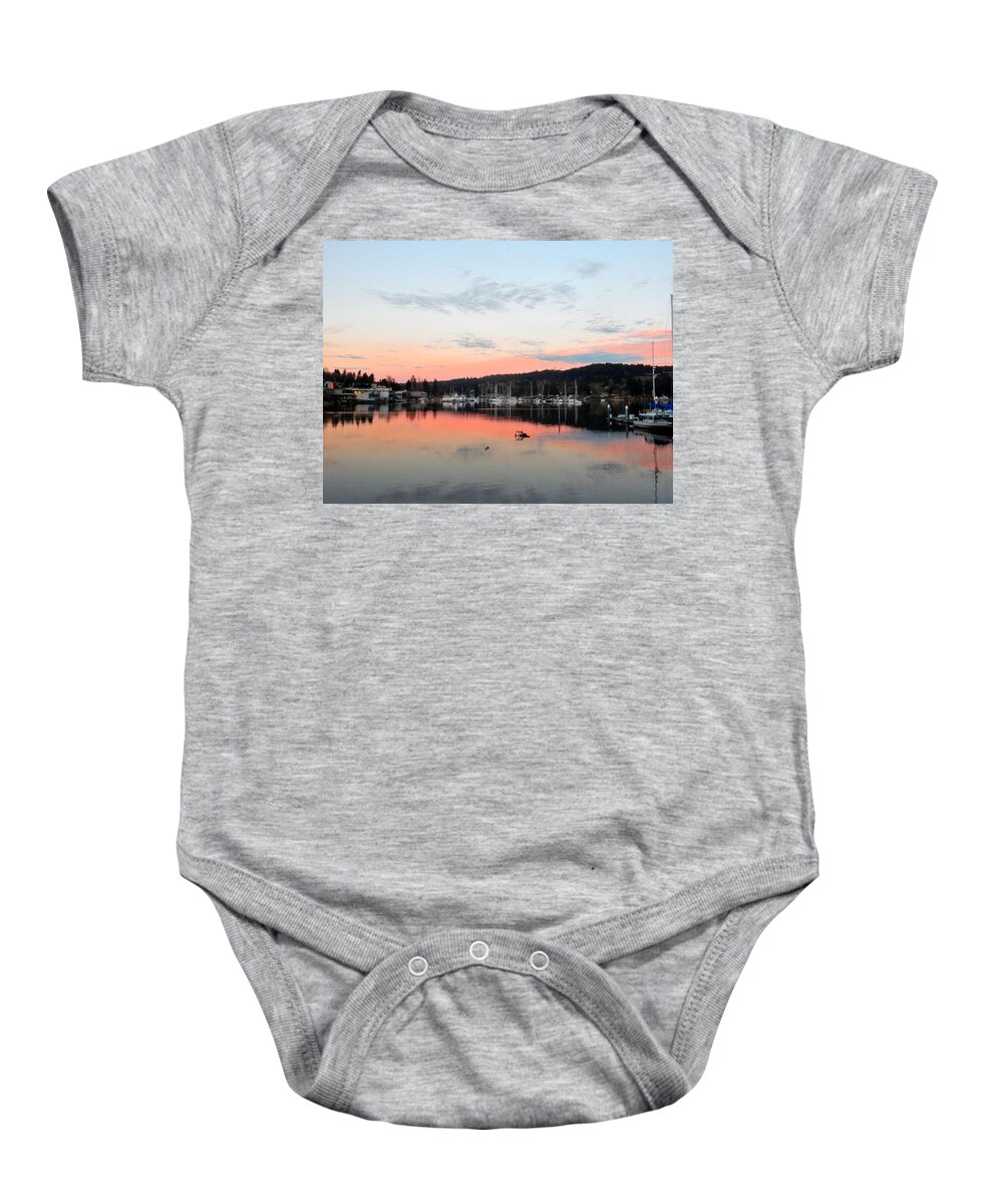 Harbor Baby Onesie featuring the photograph Peninsula Yacht Basin by Bill TALICH