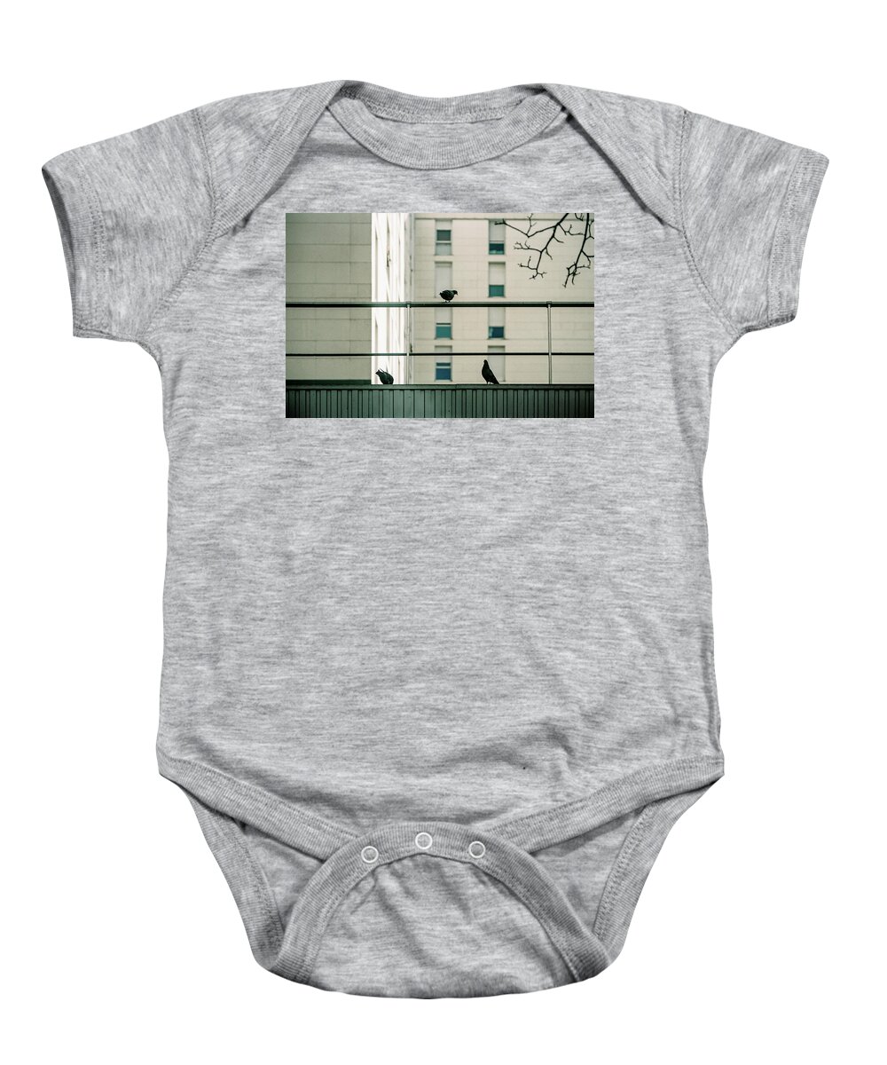 Pigeons Baby Onesie featuring the photograph Pigeons in the matrix by Barthelemy De Mazenod