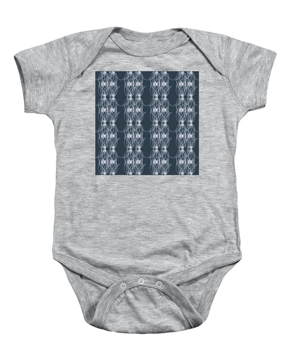 Geometric Baby Onesie featuring the digital art Pine Geometric Navy and White by Sand And Chi