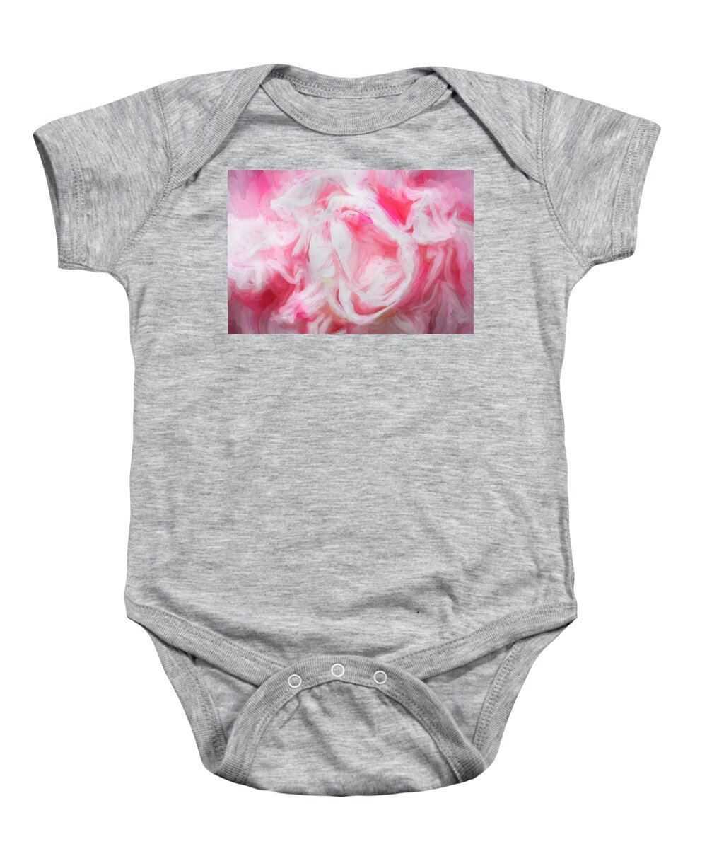 Camellia Abstract Baby Onesie featuring the photograph Pink Camellias Japonica Abstract X104 by Rich Franco