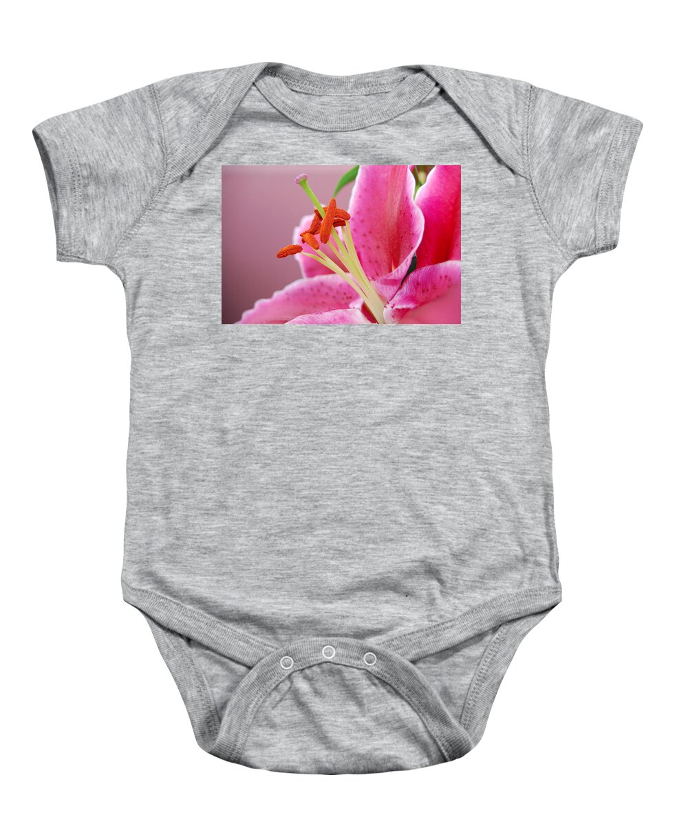 Lily Baby Onesie featuring the photograph Pink Lily 4 by Amy Fose