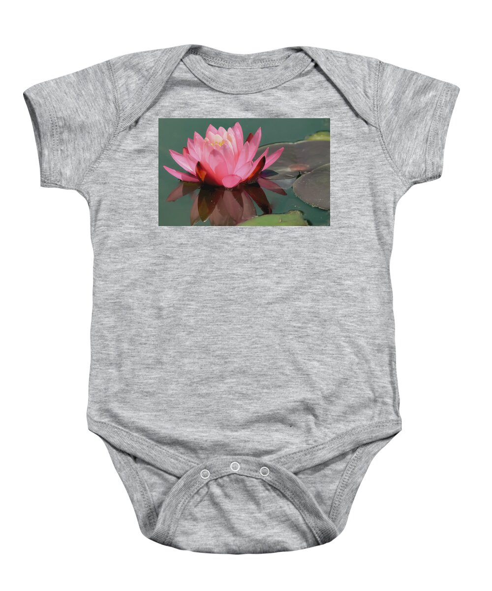 Purity Baby Onesie featuring the photograph Pink Lotus blossom by Christina McGoran