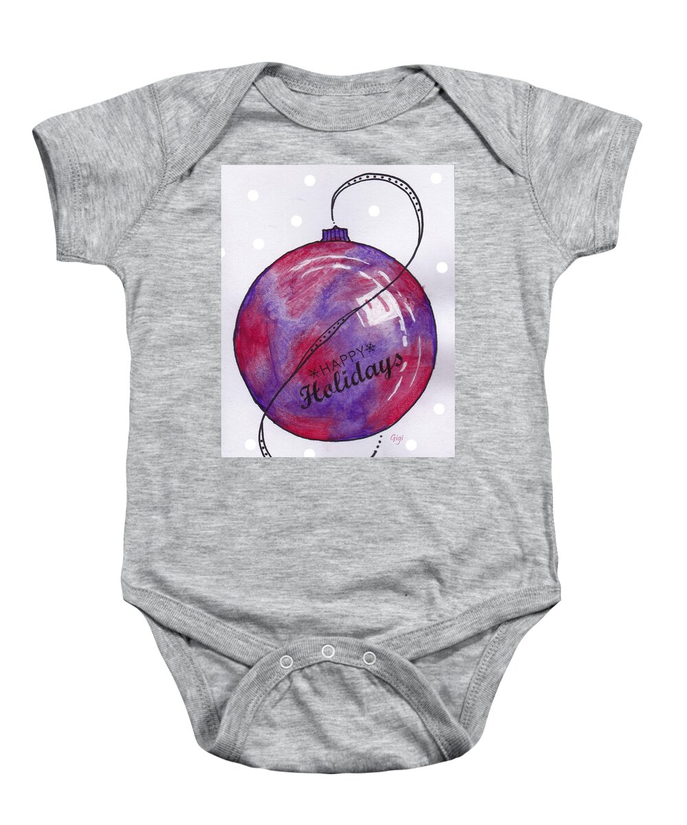 Pink Baby Onesie featuring the painting Pink Purple Ornament by Gigi Dequanne