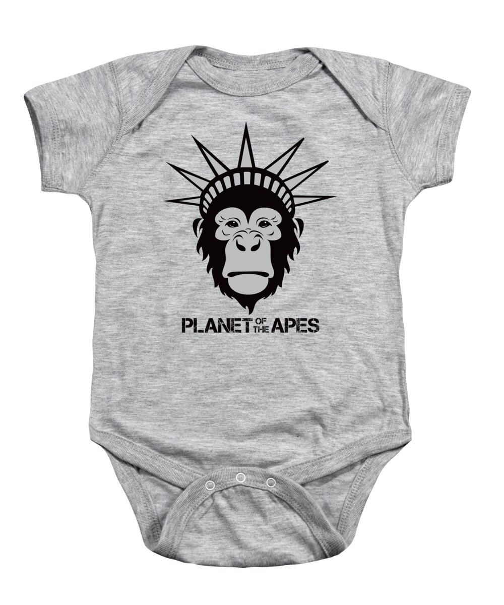 Planet Of The Apes Baby Onesie featuring the digital art Planet of the Apes - Alternative Movie Poster by Movie Poster Boy