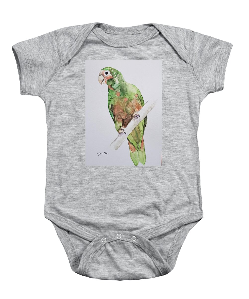 Parrot Baby Onesie featuring the painting Polly - Watercolor by Claudette Carlton