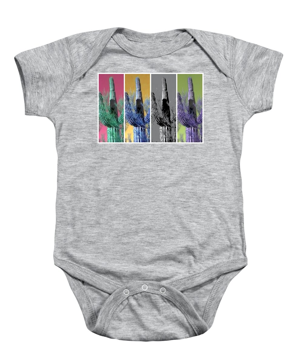 Arizona Baby Onesie featuring the photograph Pop Saguaro Cactus by Judy Kennedy