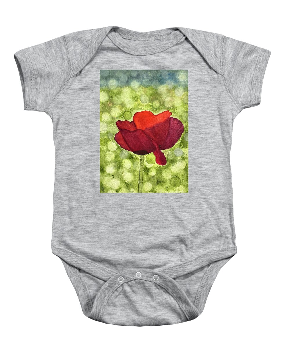 Poppy Baby Onesie featuring the painting Poppy by Lisa Neuman