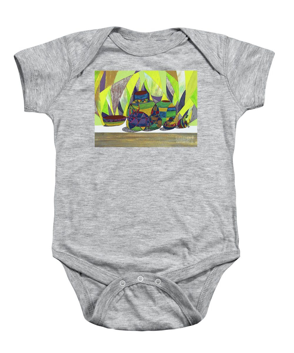 Baby Onesie featuring the painting Pots Festival 1 by Relique Dorcis