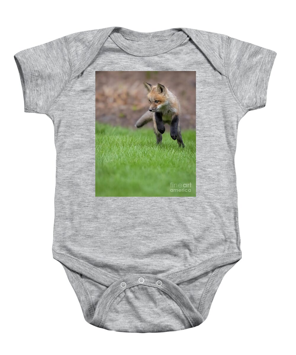 Fox Kit Red Fox Baby Onesie featuring the photograph Pounce by Rudy Viereckl