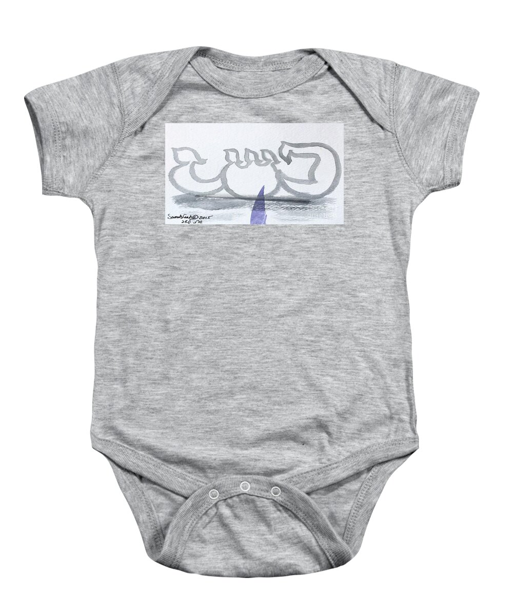 Paradise P = P’shat Baby Onesie featuring the painting P'SHAT  cc70 by Hebrewletters SL
