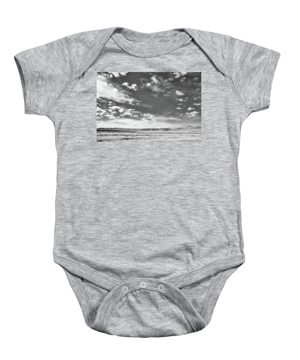 Landscape Baby Onesie featuring the photograph Pure Prairie League Black and White by Allan Van Gasbeck