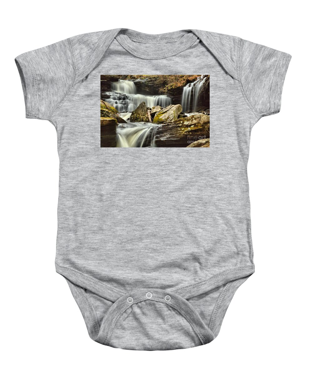 R Baby Onesie featuring the photograph R. B. Ricketts Gushing Falls by Adam Jewell
