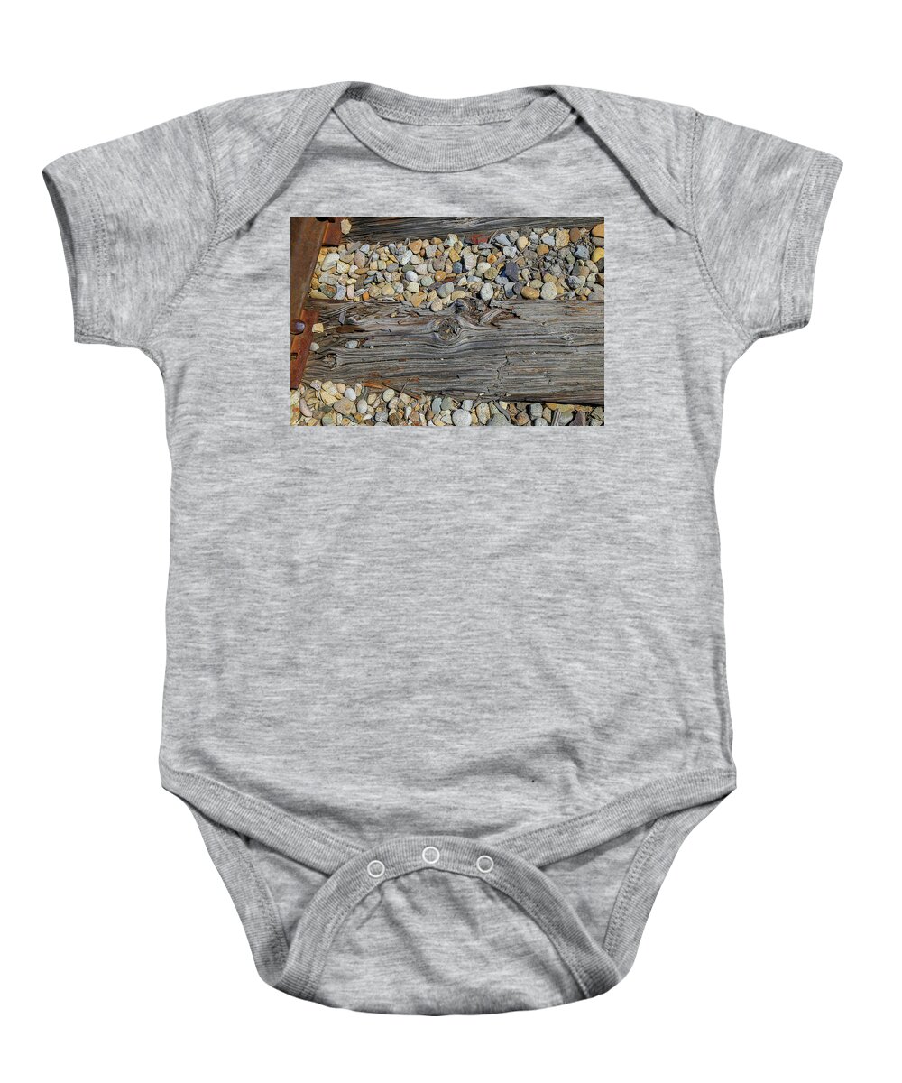 Railroad Baby Onesie featuring the photograph Railroad track by Dart Humeston