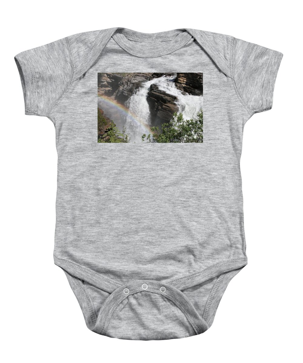 Rainbow Baby Onesie featuring the photograph Rainbow Over Falls by Mary Mikawoz