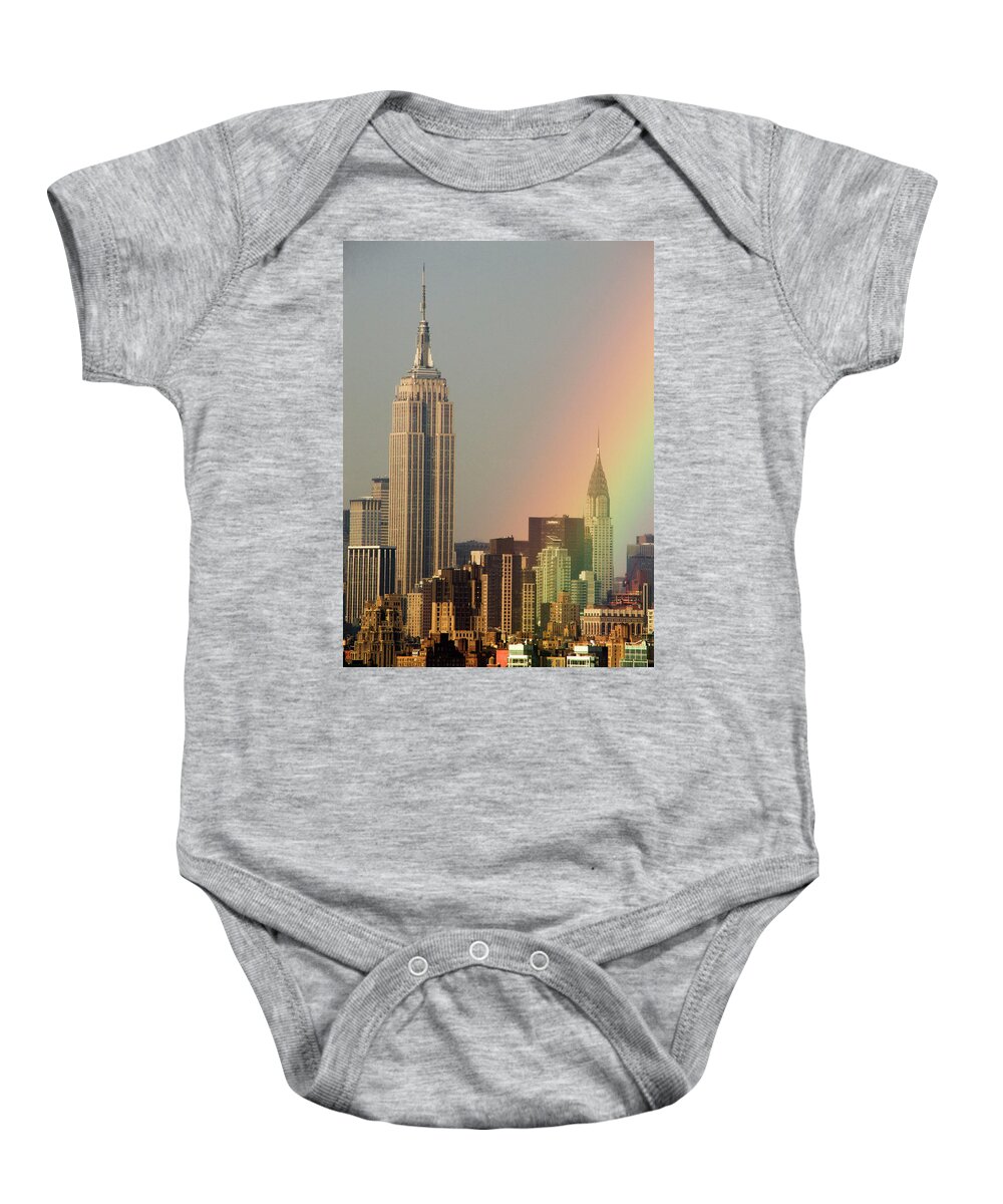 Rainbow Baby Onesie featuring the photograph Rainbow over Manhattan by Alina Oswald