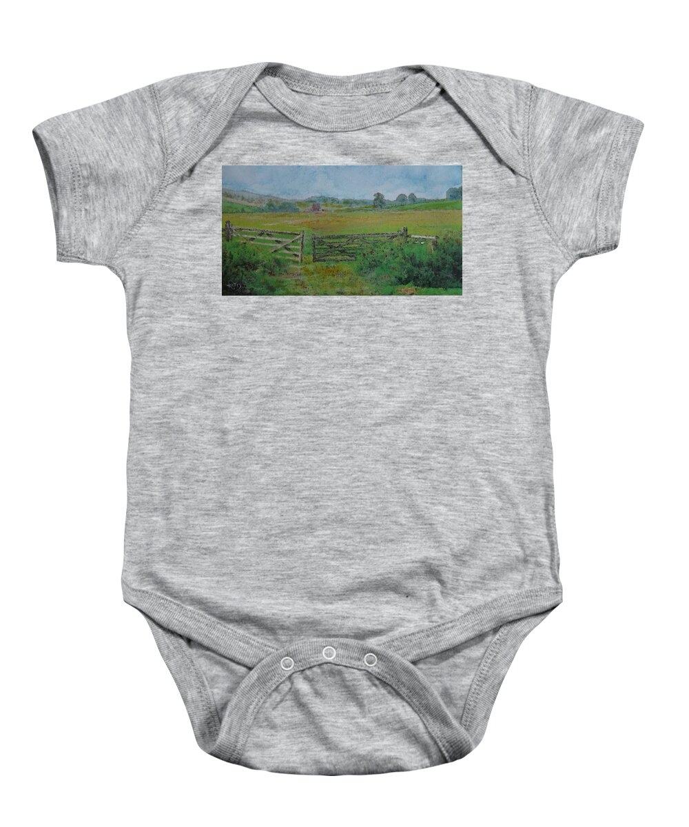 Hills Baby Onesie featuring the painting Rambling through South Parks, PEEBLES       arks fields. by Richard James Digance